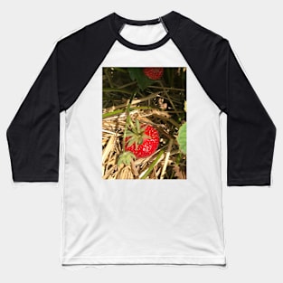 Organic Strawberry on Straw Baseball T-Shirt